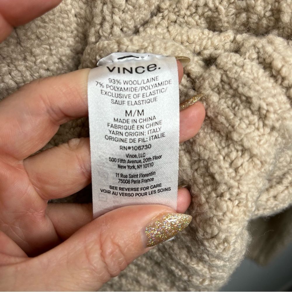 Vince Funnel Neck Chunky Wool Blend Sweater In Burlap M - Picture 7 of 9